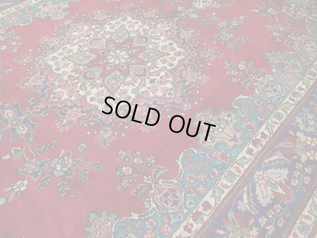 画像9: 良品 オールド ペルシャ 絨毯 タブリーズ リビング ダイニング 大判 3m 6畳 3人掛けソファ サイズ  300 x 208 cm z137 手織り トライバル ラグ 天然 ウール 敷物 マット カーペット 赤 メダリオン ヴィンテージ ビンテージ (9)