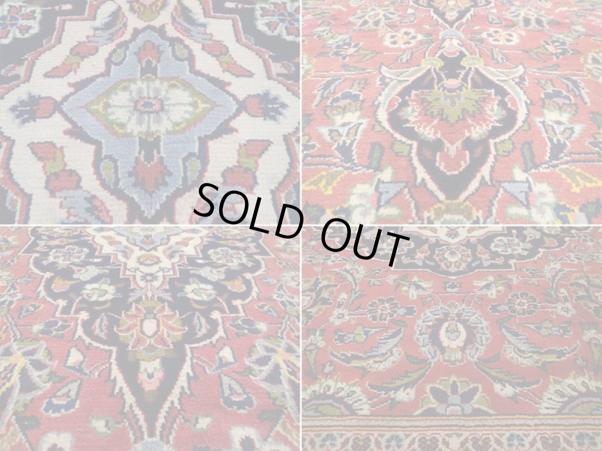 画像17: 美品 ペルシャ 絨毯 カシャーン リビング ダイニング 大判 3.2m 6畳 3人掛けソファ サイズ  318 x 195 cm z133 手織り トライバル ラグ 天然 ウール 敷物 マット カーペット 赤 オレンジ メダリオン ヴィンテージ ビンテージ (17)