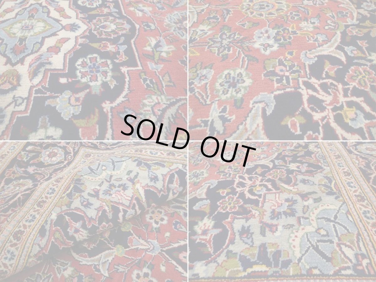 画像18: 美品 ペルシャ 絨毯 カシャーン リビング ダイニング 大判 3.2m 6畳 3人掛けソファ サイズ  318 x 195 cm z133 手織り トライバル ラグ 天然 ウール 敷物 マット カーペット 赤 オレンジ メダリオン ヴィンテージ ビンテージ (18)