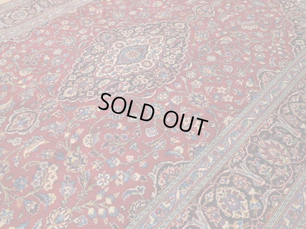 画像9: 美品 ペルシャ 絨毯 カシャーン リビング ダイニング 大判 3.7m 3人掛けソファ サイズ  362 x 233 cm z145 肉厚 ウール 手織り トライバル ラグ 天然 敷物 マット カーペット 赤 メダリオン ヴィンテージ ビンテージ (9)