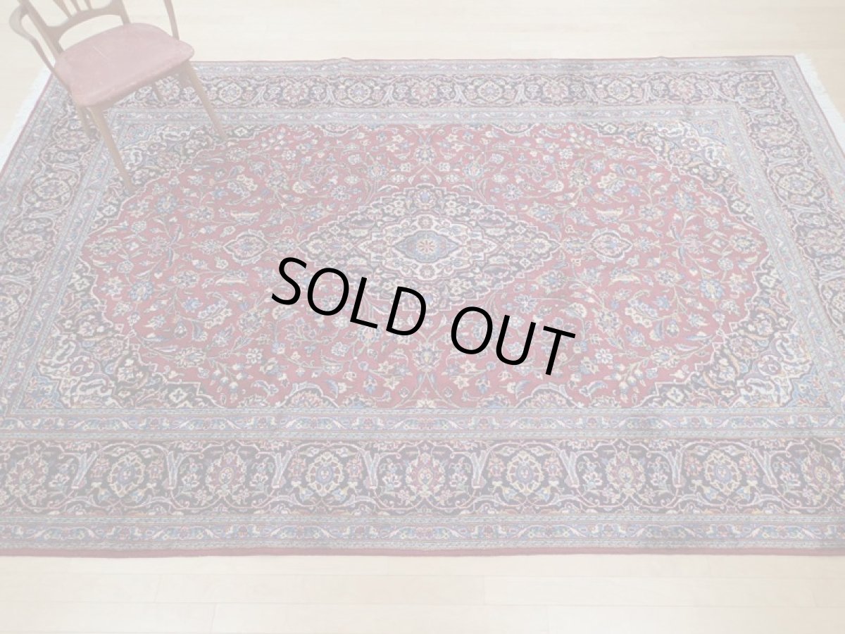 画像3: 美品 ペルシャ 絨毯 カシャーン リビング ダイニング 大判 3.7m 3人掛けソファ サイズ  362 x 233 cm z145 肉厚 ウール 手織り トライバル ラグ 天然 敷物 マット カーペット 赤 メダリオン ヴィンテージ ビンテージ (3)