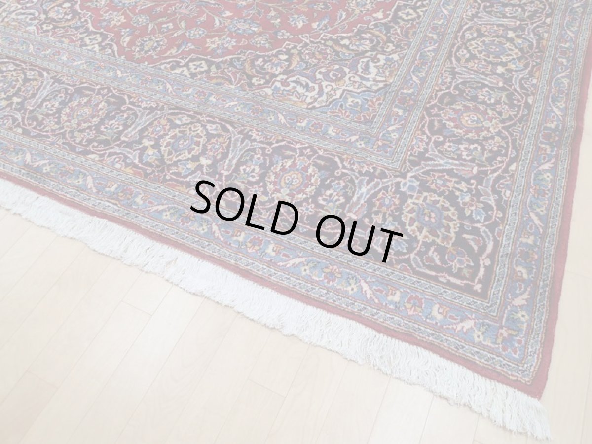 画像10: 美品 ペルシャ 絨毯 カシャーン リビング ダイニング 大判 3.7m 3人掛けソファ サイズ  362 x 233 cm z145 肉厚 ウール 手織り トライバル ラグ 天然 敷物 マット カーペット 赤 メダリオン ヴィンテージ ビンテージ (10)