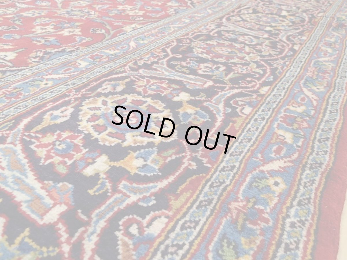 画像12: 美品 ペルシャ 絨毯 カシャーン リビング ダイニング 大判 3.7m 3人掛けソファ サイズ  362 x 233 cm z145 肉厚 ウール 手織り トライバル ラグ 天然 敷物 マット カーペット 赤 メダリオン ヴィンテージ ビンテージ (12)