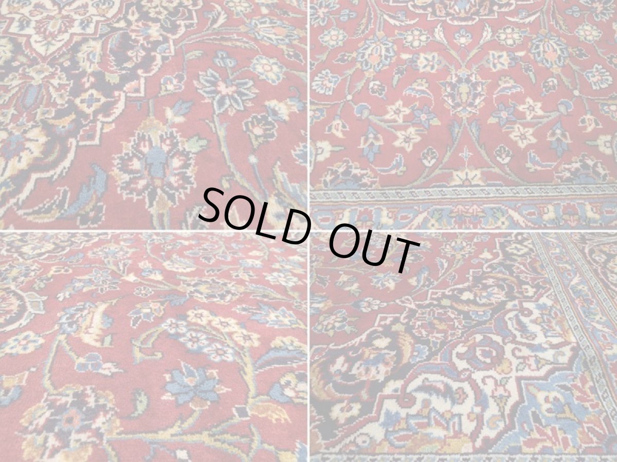 画像17: 美品 ペルシャ 絨毯 カシャーン リビング ダイニング 大判 3.7m 3人掛けソファ サイズ  362 x 233 cm z145 肉厚 ウール 手織り トライバル ラグ 天然 敷物 マット カーペット 赤 メダリオン ヴィンテージ ビンテージ (17)