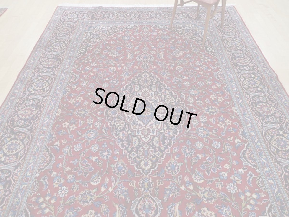 画像6: 美品 ペルシャ 絨毯 カシャーン リビング ダイニング 大判 3.7m 3人掛けソファ サイズ  362 x 233 cm z145 肉厚 ウール 手織り トライバル ラグ 天然 敷物 マット カーペット 赤 メダリオン ヴィンテージ ビンテージ (6)