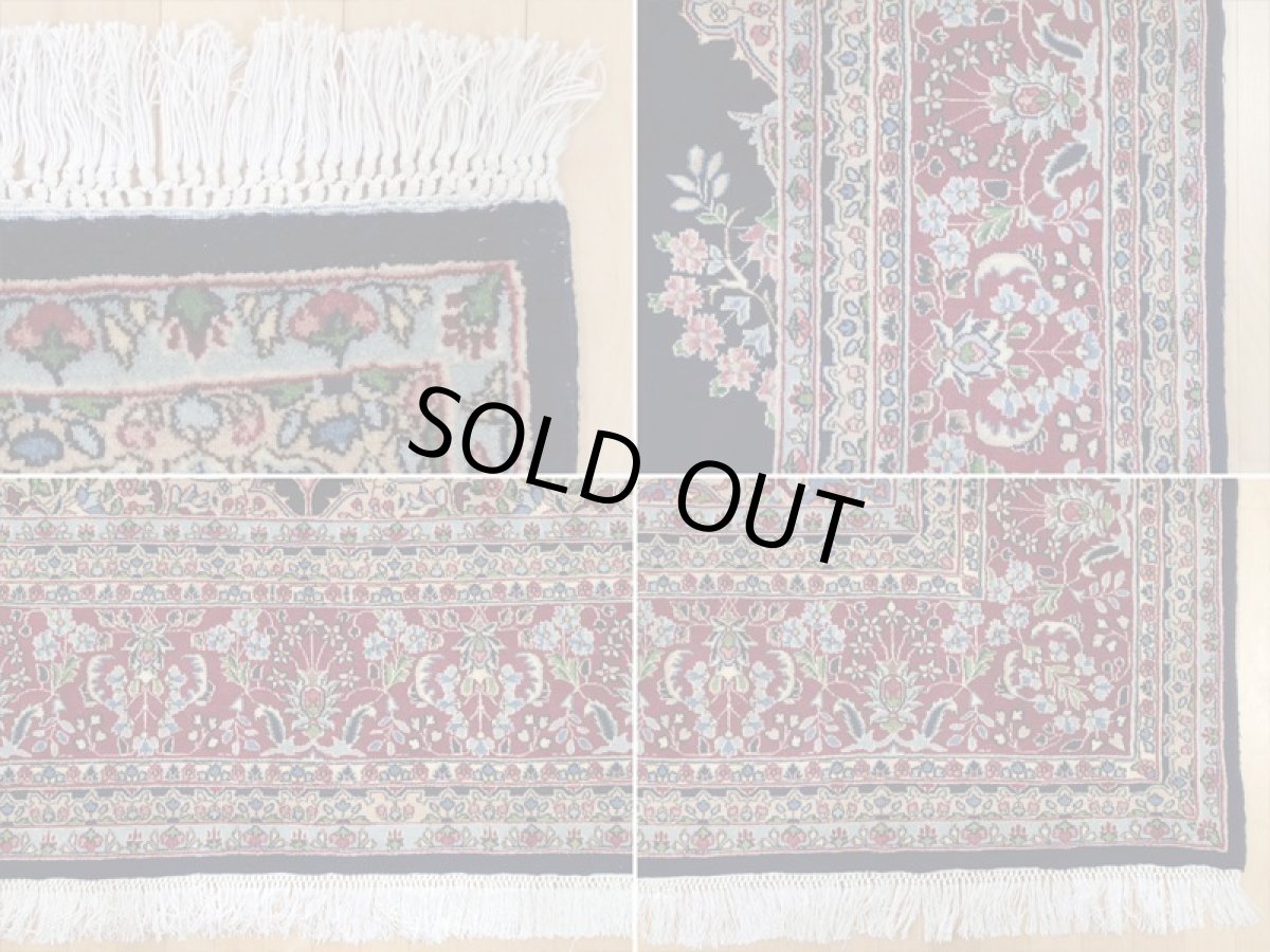 画像18: 極上美品 ペルシャ 絨毯 ケルマン 4.3m リビング ダイニング 10帖 3人掛けソファ コーナーソファ 大判 サイズ 430 x 300 cm 105 工房名入り ウール 手織り トライバル ラグ ハンドメイド マット カーペット 紺 色鮮やかな花柄  ヴィンテージ ビンテージ (18)