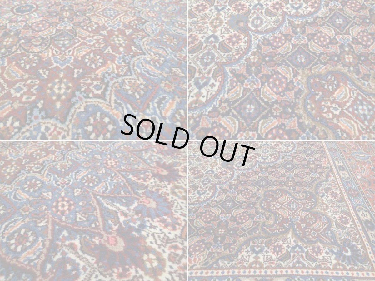 画像16: 新品 ペルシャ 絨毯 ムード リビング ダイニング サイズ 3m 6畳 3人掛け ソファ サイズ 295 x 200 cm 152 ウール 天然 手織り トライバル ラグ 敷物 マット カーペット 紺 クリーム マヒ ヘラティ 柄 (16)