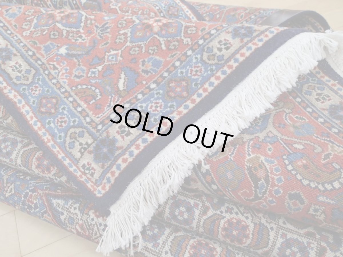 画像13: 新品 ペルシャ 絨毯 ムード リビング ダイニング サイズ 3m 6畳 3人掛け ソファ サイズ 295 x 200 cm 152 ウール 天然 手織り トライバル ラグ 敷物 マット カーペット 紺 クリーム マヒ ヘラティ 柄 (13)