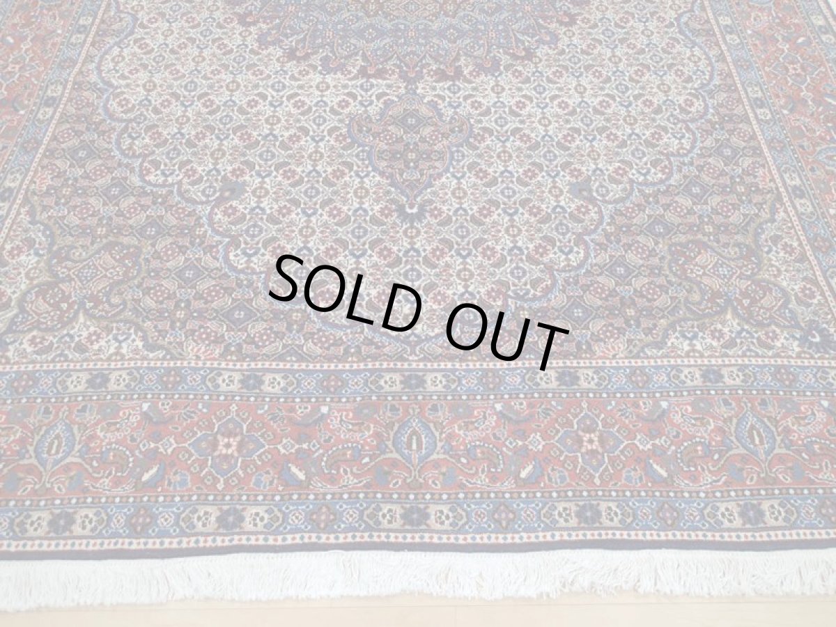 画像6: 新品 ペルシャ 絨毯 ムード リビング ダイニング サイズ 3m 6畳 3人掛け ソファ サイズ 295 x 200 cm 152 ウール 天然 手織り トライバル ラグ 敷物 マット カーペット 紺 クリーム マヒ ヘラティ 柄 (6)