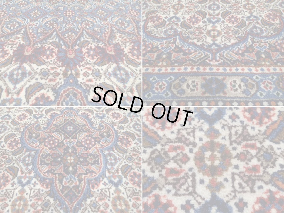 画像17: 新品 ペルシャ 絨毯 ムード リビング ダイニング サイズ 3m 6畳 3人掛け ソファ サイズ 295 x 200 cm 152 ウール 天然 手織り トライバル ラグ 敷物 マット カーペット 紺 クリーム マヒ ヘラティ 柄 (17)