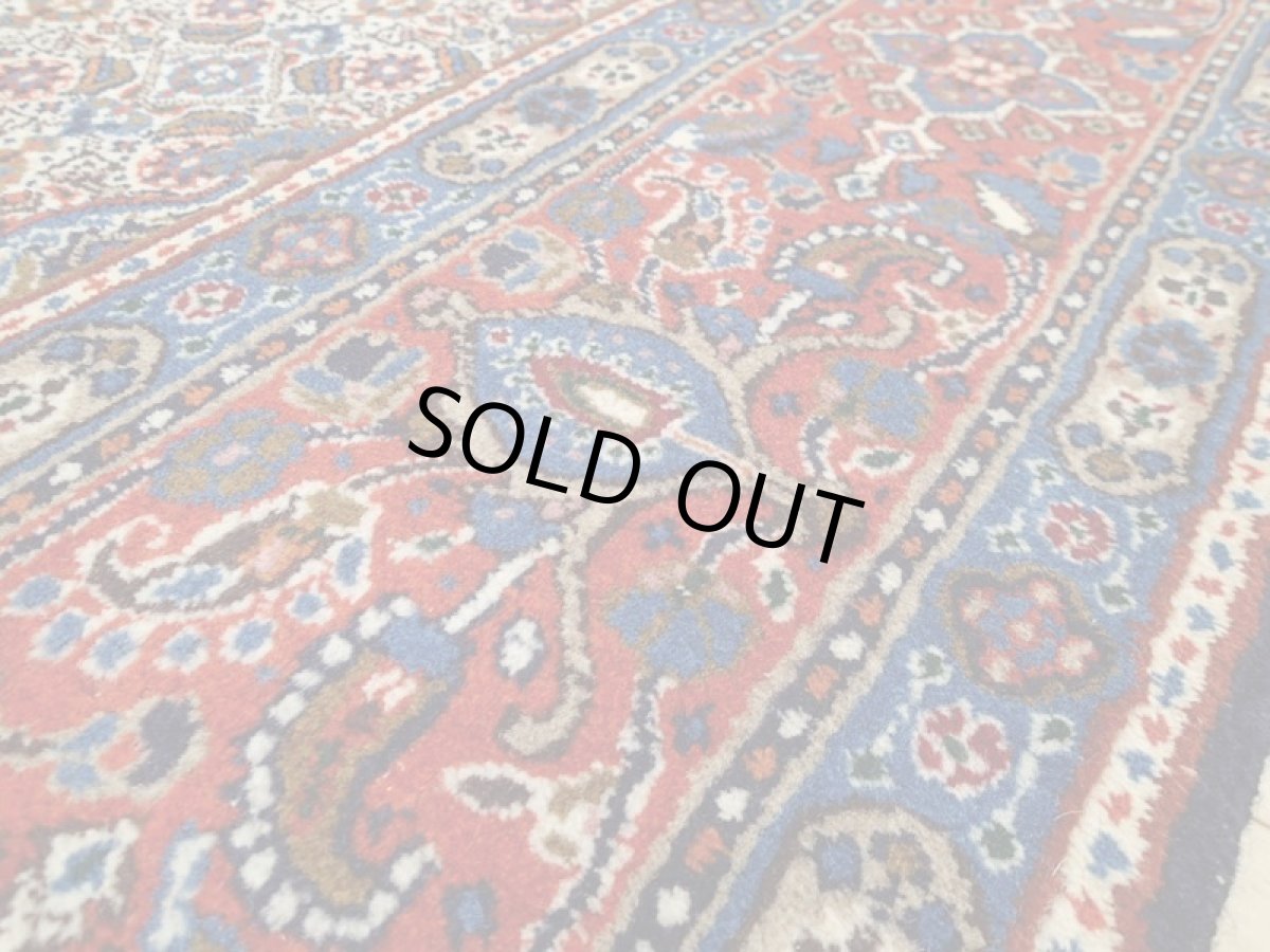 画像10: 新品 ペルシャ 絨毯 ムード リビング ダイニング サイズ 3m 6畳 3人掛け ソファ サイズ 295 x 200 cm 152 ウール 天然 手織り トライバル ラグ 敷物 マット カーペット 紺 クリーム マヒ ヘラティ 柄 (10)