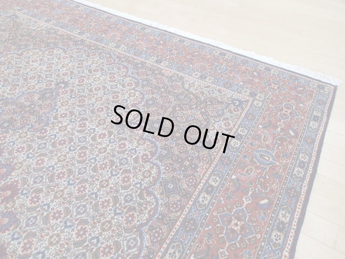 画像7: 新品 ペルシャ 絨毯 ムード リビング ダイニング サイズ 3m 6畳 3人掛け ソファ サイズ 295 x 200 cm 152 ウール 天然 手織り トライバル ラグ 敷物 マット カーペット 紺 クリーム マヒ ヘラティ 柄 (7)