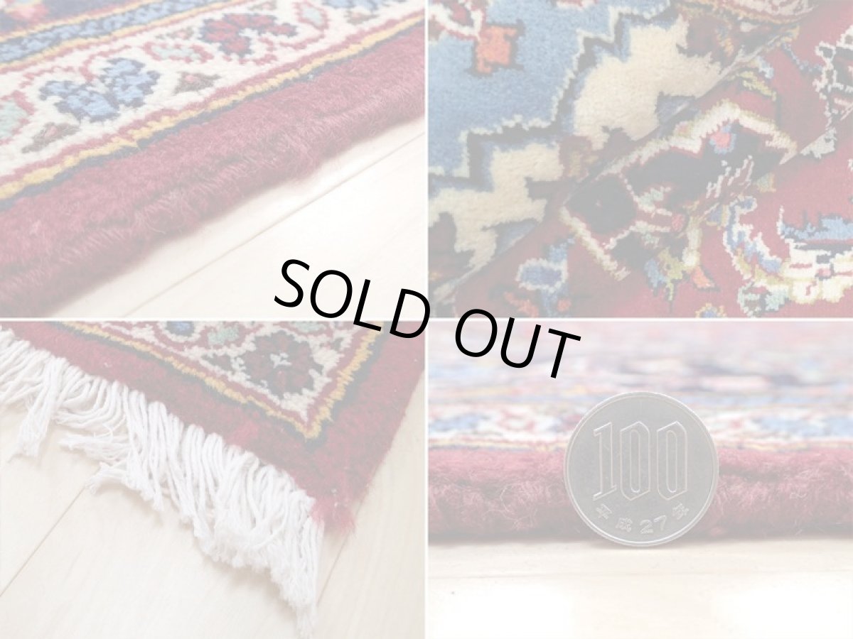 画像20: 良品 ペルシャ 絨毯 カシャーン 2.6m リビング ダイニング サイズ  260 x 155 cm z157 肉厚 ウール 手織り トライバル ラグ 天然 敷物 マット カーペット 赤 メダリオン ヴィンテージ ビンテージ (20)