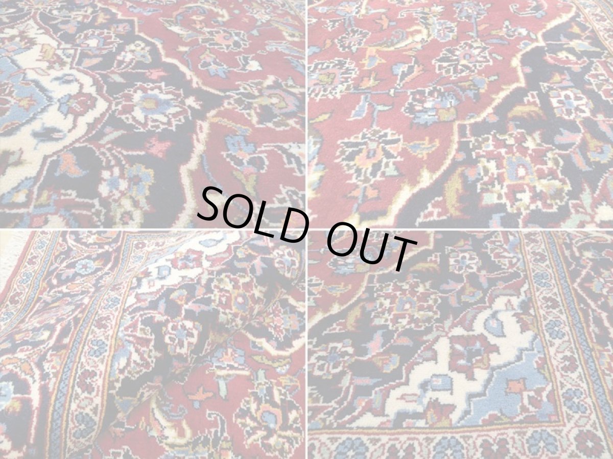 画像18: 良品 ペルシャ 絨毯 カシャーン 2.6m リビング ダイニング サイズ  260 x 155 cm z157 肉厚 ウール 手織り トライバル ラグ 天然 敷物 マット カーペット 赤 メダリオン ヴィンテージ ビンテージ (18)