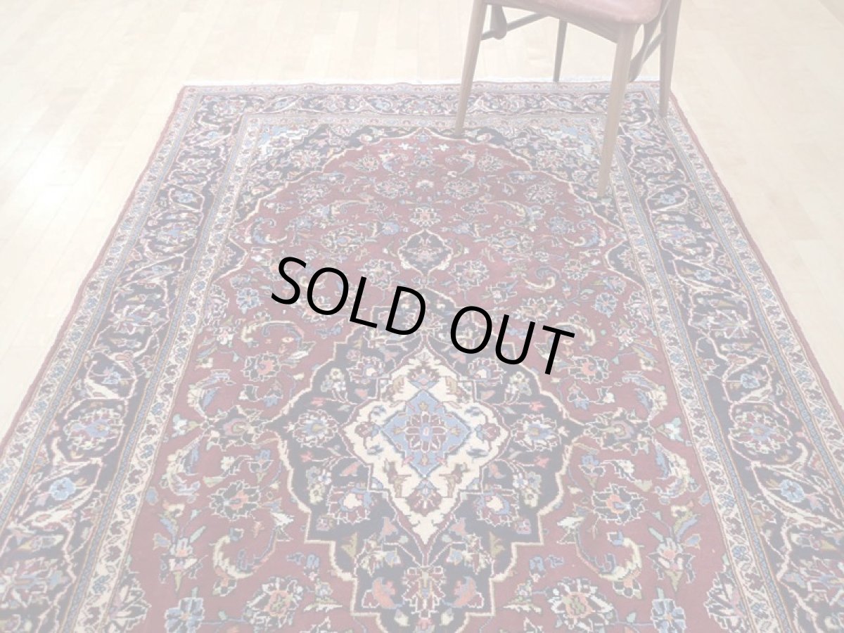 画像6: 良品 ペルシャ 絨毯 カシャーン 2.6m リビング ダイニング サイズ  260 x 155 cm z157 肉厚 ウール 手織り トライバル ラグ 天然 敷物 マット カーペット 赤 メダリオン ヴィンテージ ビンテージ (6)