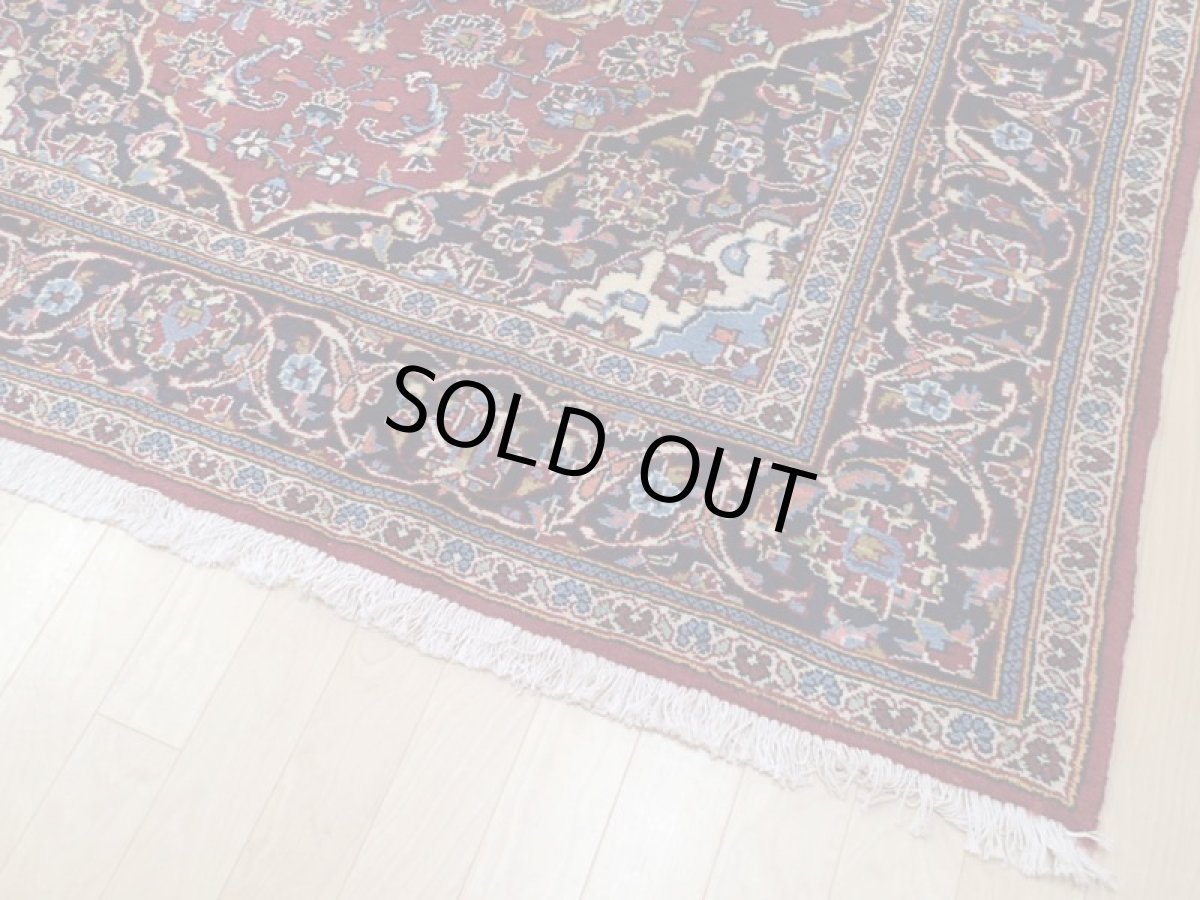 画像10: 良品 ペルシャ 絨毯 カシャーン 2.6m リビング ダイニング サイズ  260 x 155 cm z157 肉厚 ウール 手織り トライバル ラグ 天然 敷物 マット カーペット 赤 メダリオン ヴィンテージ ビンテージ (10)