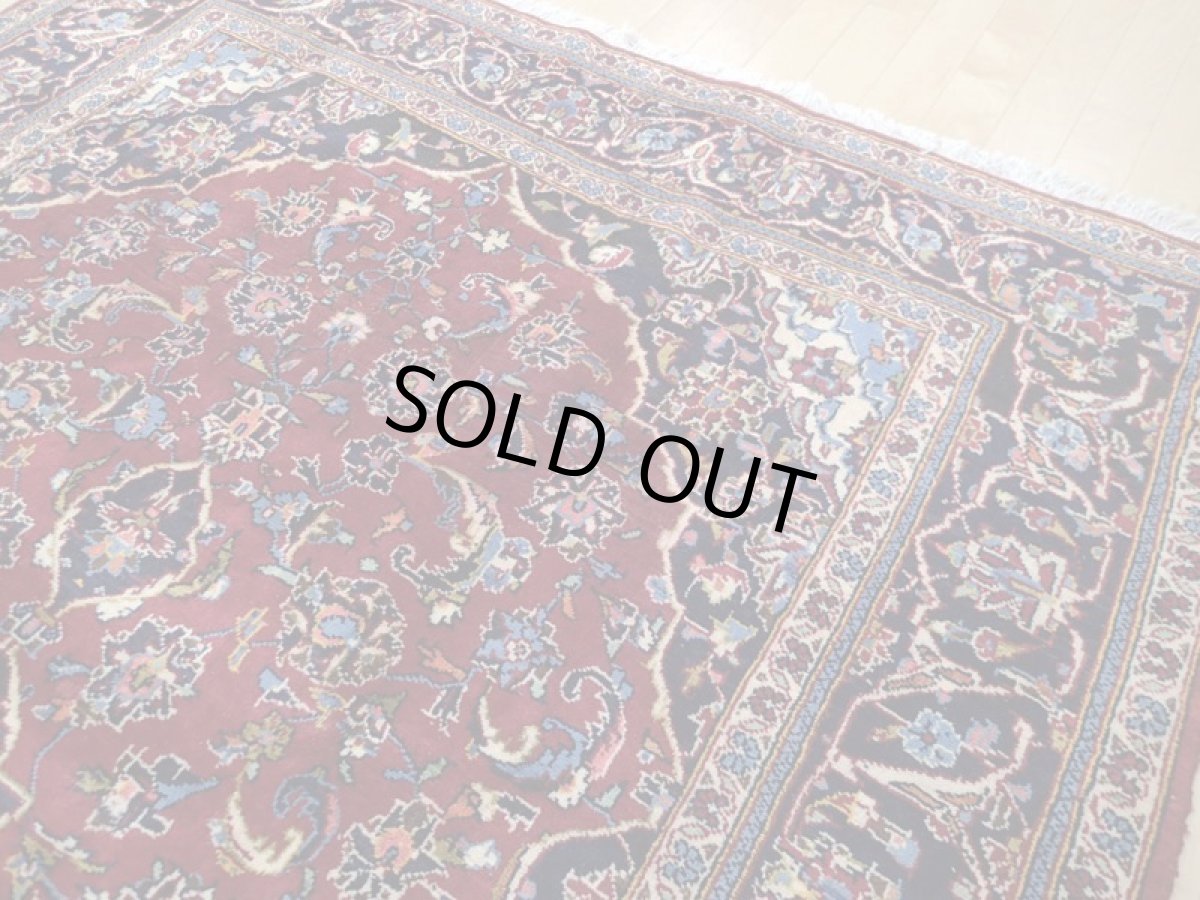 画像8: 良品 ペルシャ 絨毯 カシャーン 2.6m リビング ダイニング サイズ  260 x 155 cm z157 肉厚 ウール 手織り トライバル ラグ 天然 敷物 マット カーペット 赤 メダリオン ヴィンテージ ビンテージ (8)