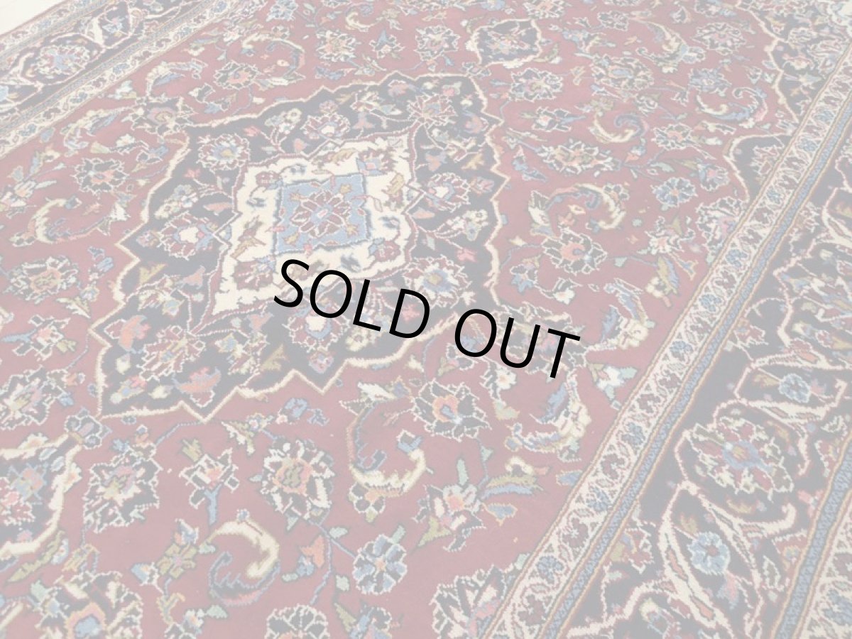 画像9: 良品 ペルシャ 絨毯 カシャーン 2.6m リビング ダイニング サイズ  260 x 155 cm z157 肉厚 ウール 手織り トライバル ラグ 天然 敷物 マット カーペット 赤 メダリオン ヴィンテージ ビンテージ (9)