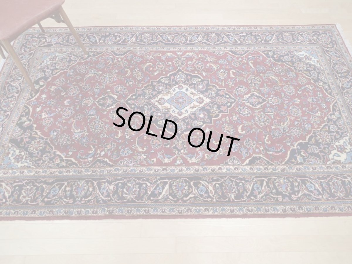 画像3: 良品 ペルシャ 絨毯 カシャーン 2.6m リビング ダイニング サイズ  260 x 155 cm z157 肉厚 ウール 手織り トライバル ラグ 天然 敷物 マット カーペット 赤 メダリオン ヴィンテージ ビンテージ (3)