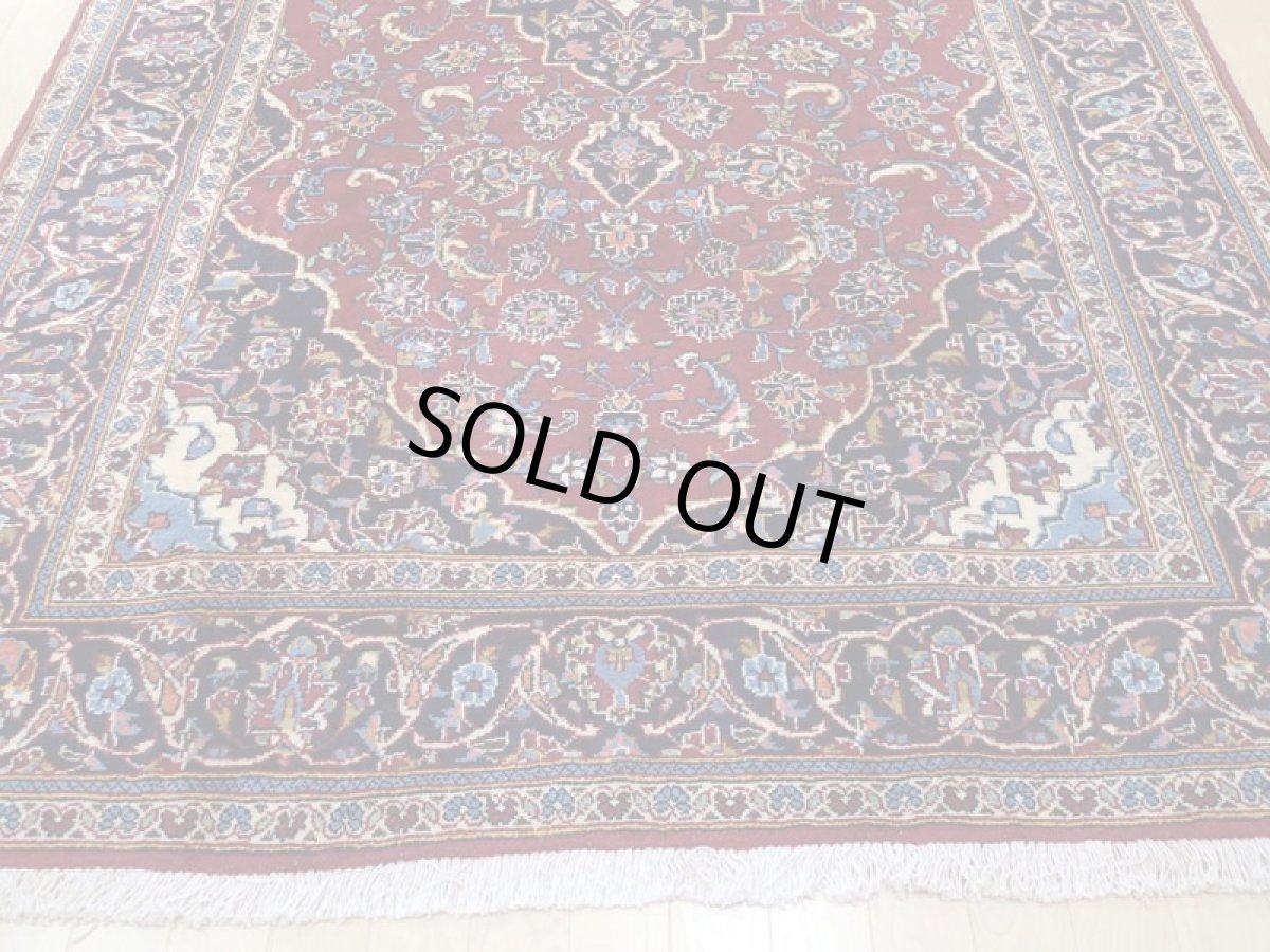 画像7: 良品 ペルシャ 絨毯 カシャーン 2.6m リビング ダイニング サイズ  260 x 155 cm z157 肉厚 ウール 手織り トライバル ラグ 天然 敷物 マット カーペット 赤 メダリオン ヴィンテージ ビンテージ (7)