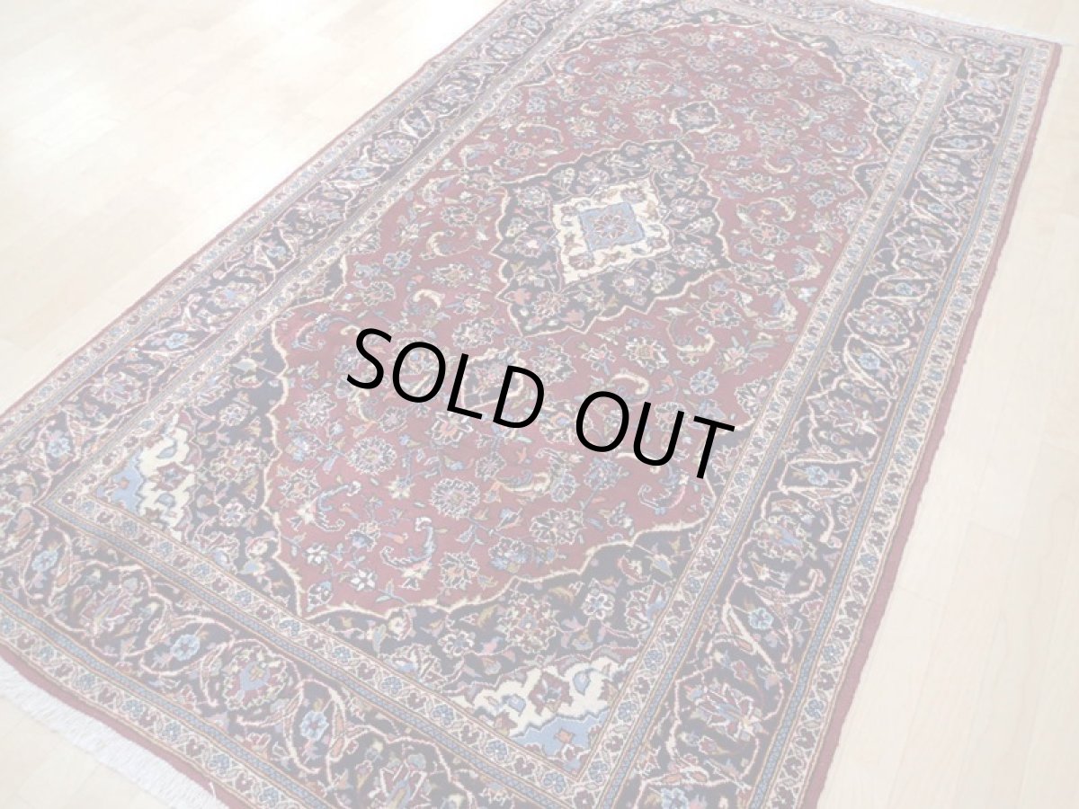 画像4: 良品 ペルシャ 絨毯 カシャーン 2.6m リビング ダイニング サイズ  260 x 155 cm z157 肉厚 ウール 手織り トライバル ラグ 天然 敷物 マット カーペット 赤 メダリオン ヴィンテージ ビンテージ (4)