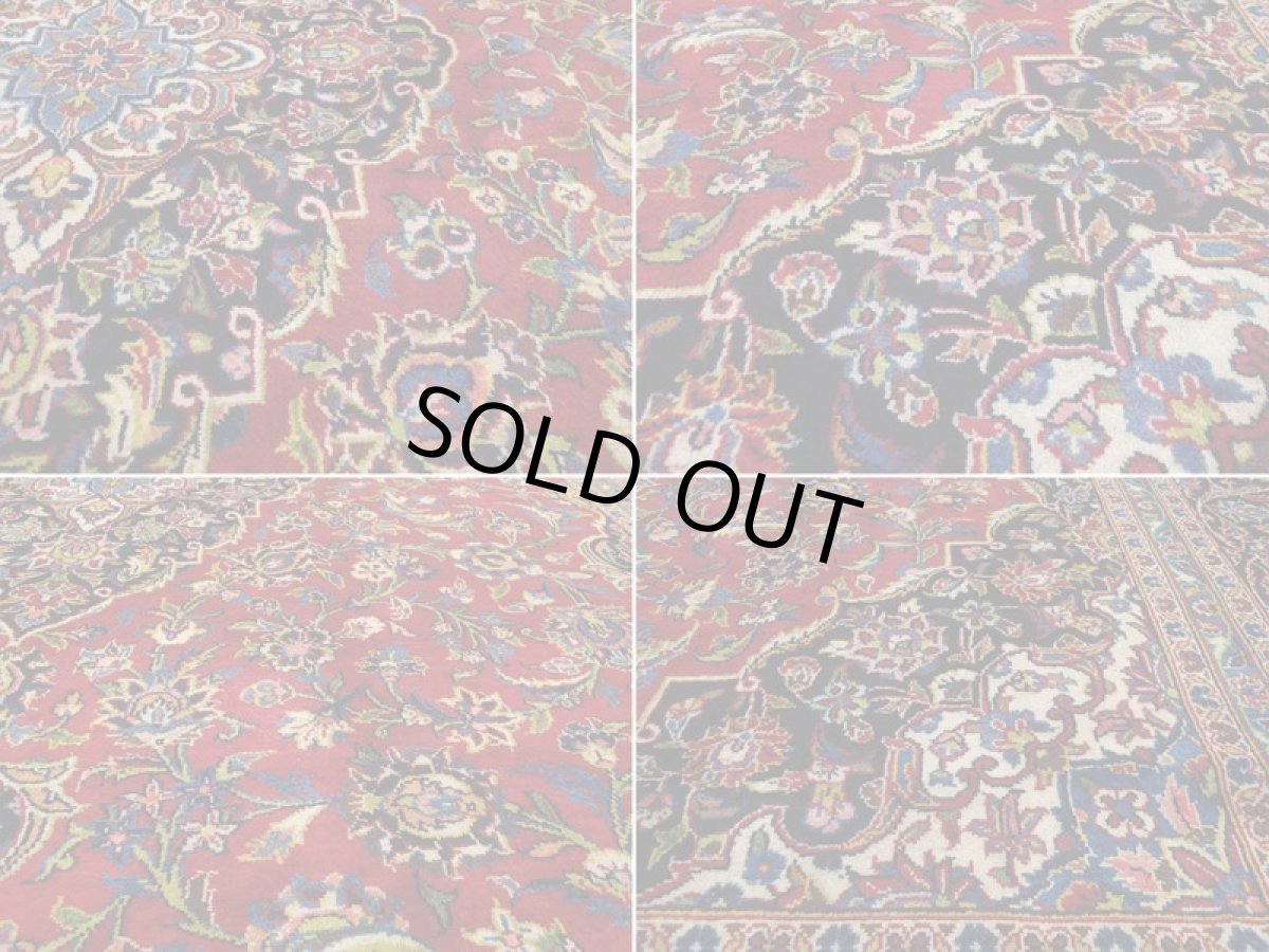 画像18: 美品 ペルシャ 絨毯 カシャーン リビング ダイニング 大判 3.8m 10畳 3人掛けソファ サイズ  375 x 265 cm z113 肉厚 ウール 手織り トライバル ラグ 天然 敷物 マット カーペット 赤 メダリオン ヴィンテージ ビンテージ (18)