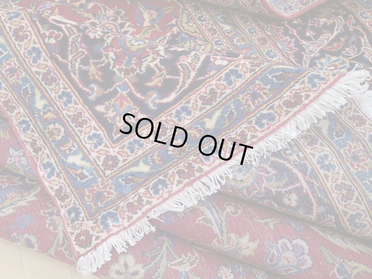 画像14: 美品 ペルシャ 絨毯 カシャーン リビング ダイニング 大判 3.8m 10畳 3人掛けソファ サイズ  375 x 265 cm z113 肉厚 ウール 手織り トライバル ラグ 天然 敷物 マット カーペット 赤 メダリオン ヴィンテージ ビンテージ (14)