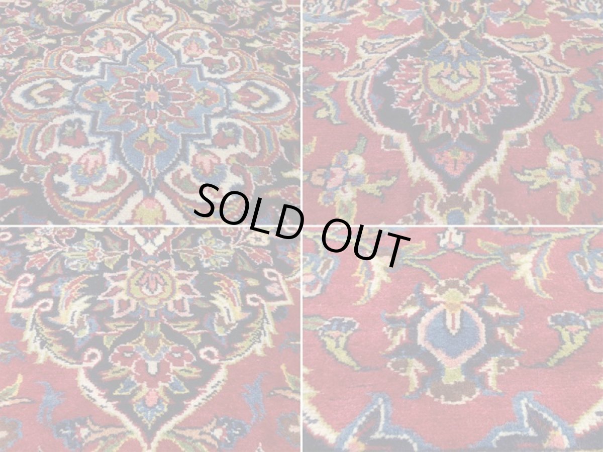 画像17: 美品 ペルシャ 絨毯 カシャーン リビング ダイニング 大判 3.8m 10畳 3人掛けソファ サイズ  375 x 265 cm z113 肉厚 ウール 手織り トライバル ラグ 天然 敷物 マット カーペット 赤 メダリオン ヴィンテージ ビンテージ (17)