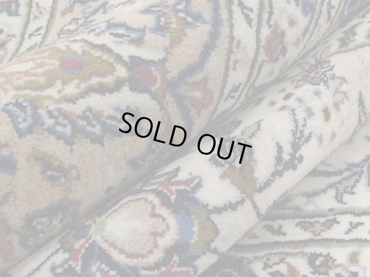 画像14: 良品 ペルシャ 絨毯 カシャーン リビング ダイニング 大判 4m 10畳 3人掛けソファ サイズ  407 x 304 cm z140 肉厚 ウール 手織り トライバル ラグ 天然 敷物 マット カーペット 生成り メダリオン ヴィンテージ ビンテージ (14)