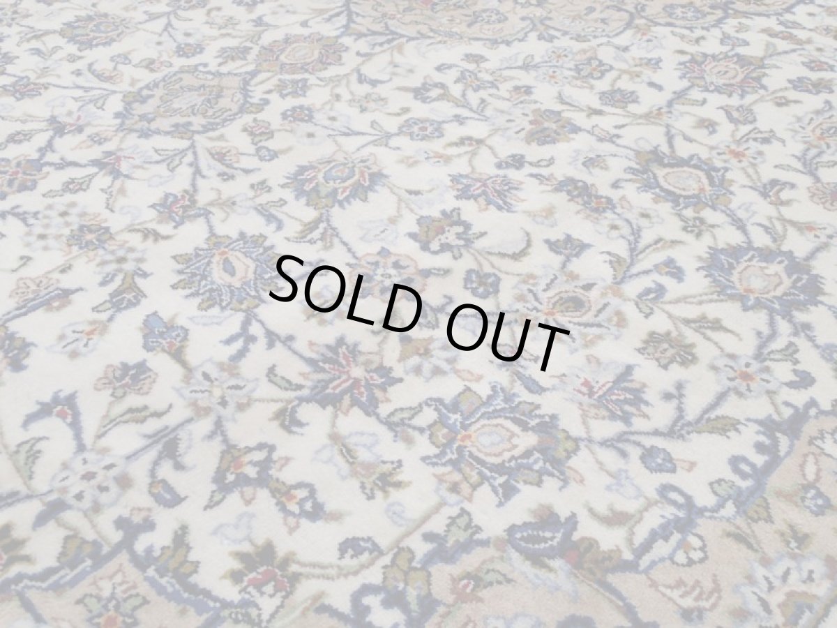 画像11: 良品 ペルシャ 絨毯 カシャーン リビング ダイニング 大判 4m 10畳 3人掛けソファ サイズ  407 x 304 cm z140 肉厚 ウール 手織り トライバル ラグ 天然 敷物 マット カーペット 生成り メダリオン ヴィンテージ ビンテージ (11)