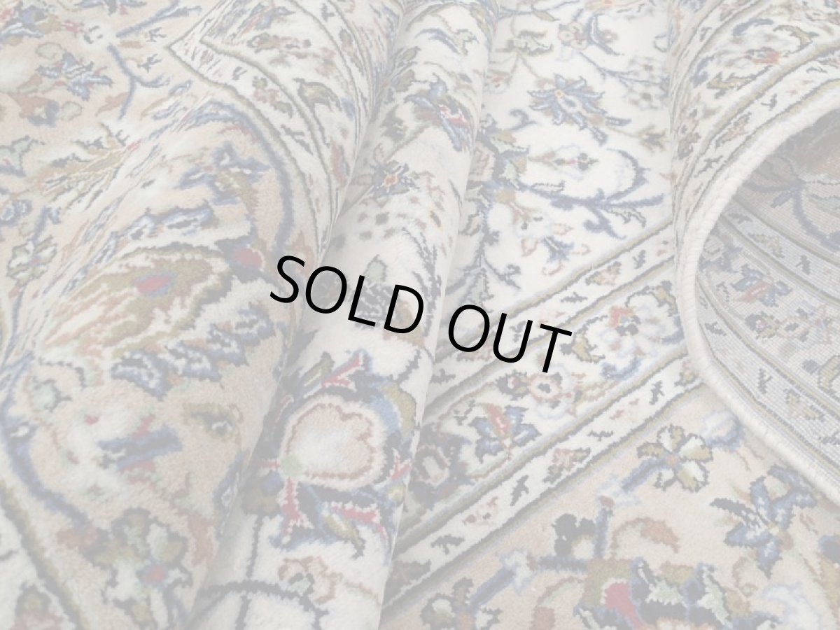 画像13: 良品 ペルシャ 絨毯 カシャーン リビング ダイニング 大判 4m 10畳 3人掛けソファ サイズ  407 x 304 cm z140 肉厚 ウール 手織り トライバル ラグ 天然 敷物 マット カーペット 生成り メダリオン ヴィンテージ ビンテージ (13)