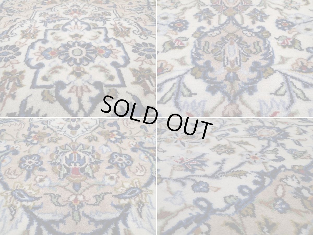 画像18: 良品 ペルシャ 絨毯 カシャーン リビング ダイニング 大判 4m 10畳 3人掛けソファ サイズ  407 x 304 cm z140 肉厚 ウール 手織り トライバル ラグ 天然 敷物 マット カーペット 生成り メダリオン ヴィンテージ ビンテージ (18)