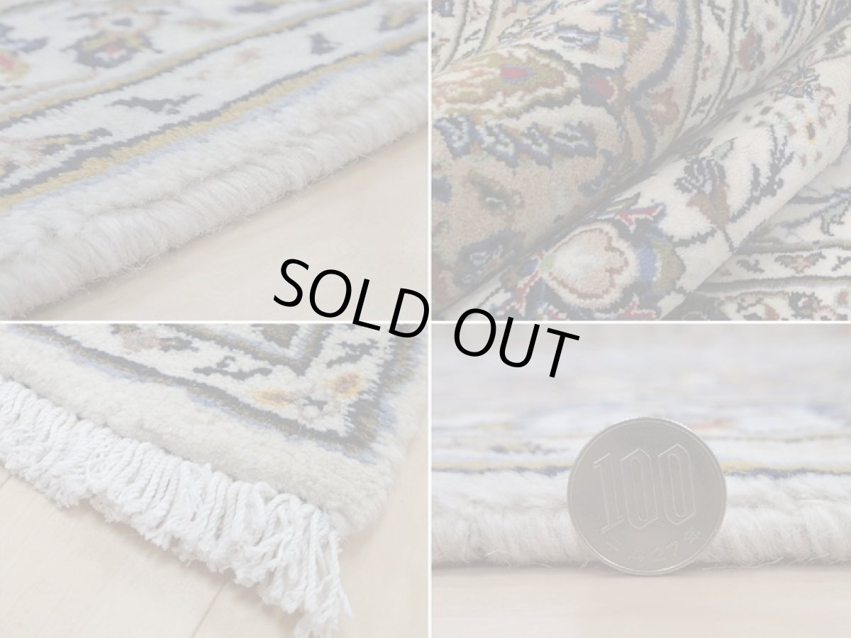 画像20: 良品 ペルシャ 絨毯 カシャーン リビング ダイニング 大判 4m 10畳 3人掛けソファ サイズ  407 x 304 cm z140 肉厚 ウール 手織り トライバル ラグ 天然 敷物 マット カーペット 生成り メダリオン ヴィンテージ ビンテージ (20)