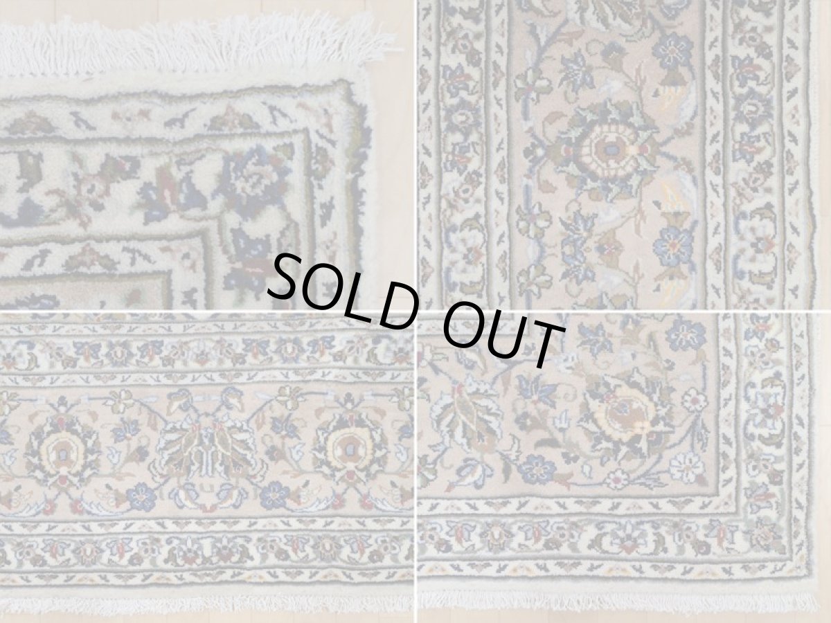 画像19: 良品 ペルシャ 絨毯 カシャーン リビング ダイニング 大判 4m 10畳 3人掛けソファ サイズ  407 x 304 cm z140 肉厚 ウール 手織り トライバル ラグ 天然 敷物 マット カーペット 生成り メダリオン ヴィンテージ ビンテージ (19)