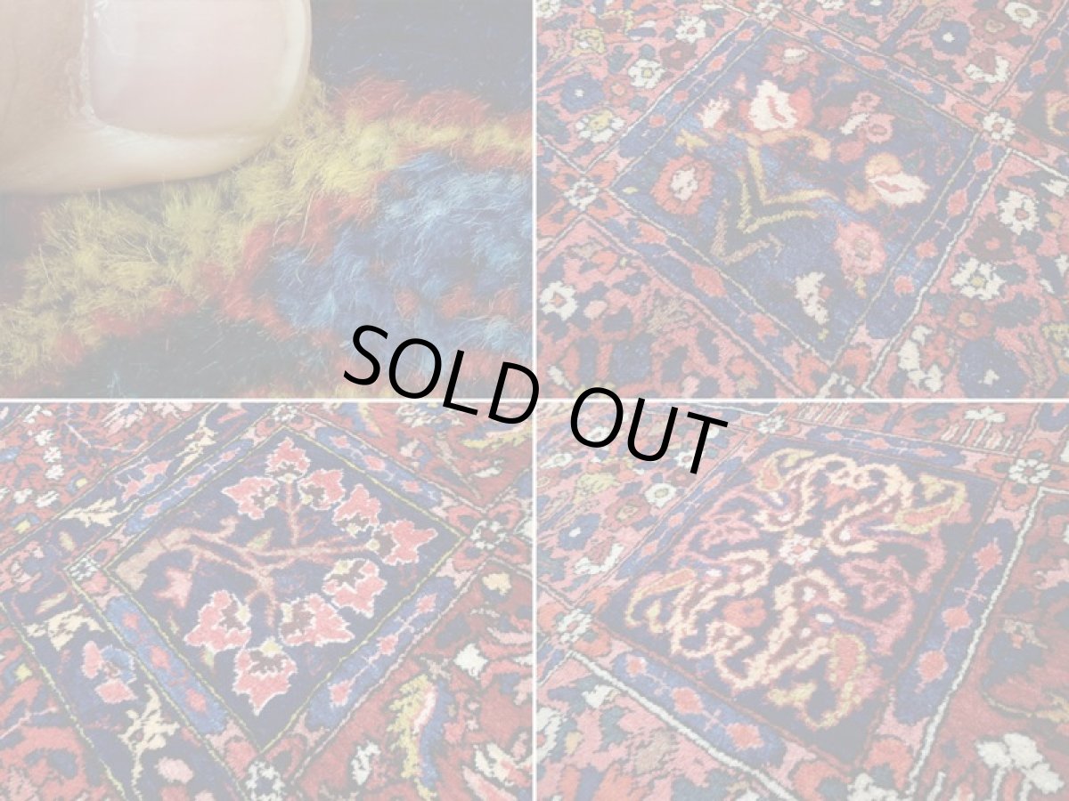 画像17: 良品 経年60年程度 ペルシャ 絨毯 バクティヤリ リビング ダイニング 大判 3m 6畳 3人掛けソファ サイズ 324 x 204 cm 174 天然 草木染 ウール 手織り トライバル ラグ 敷物 マット カーペット へシティ パネル ブロック 柄オールド アンティーク ヴィンテージ ビンテージ (17)