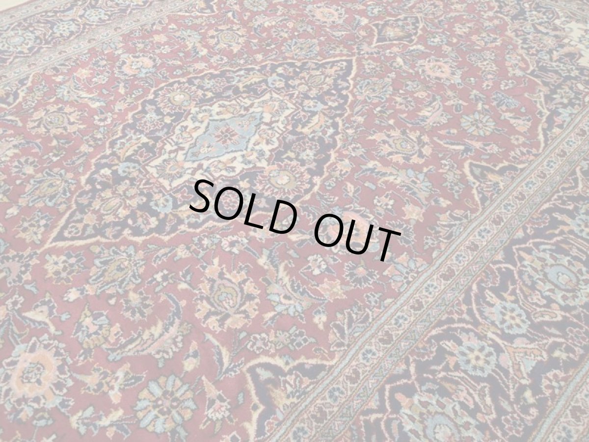 画像9: 良品 ペルシャ 絨毯 カシャーン リビング ダイニング 大判 3.2m 6畳 3人掛けソファ サイズ  322 x 202 cm z154 手織り トライバル ラグ 天然 ウール 敷物 マット カーペット 赤 オレンジ メダリオン ヴィンテージ ビンテージ (9)