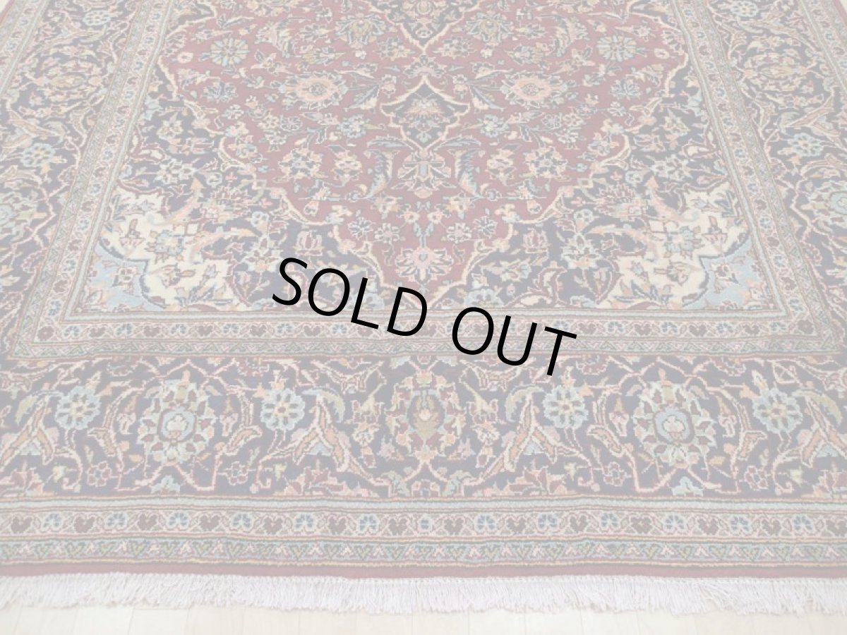 画像7: 良品 ペルシャ 絨毯 カシャーン リビング ダイニング 大判 3.2m 6畳 3人掛けソファ サイズ  322 x 202 cm z154 手織り トライバル ラグ 天然 ウール 敷物 マット カーペット 赤 オレンジ メダリオン ヴィンテージ ビンテージ (7)