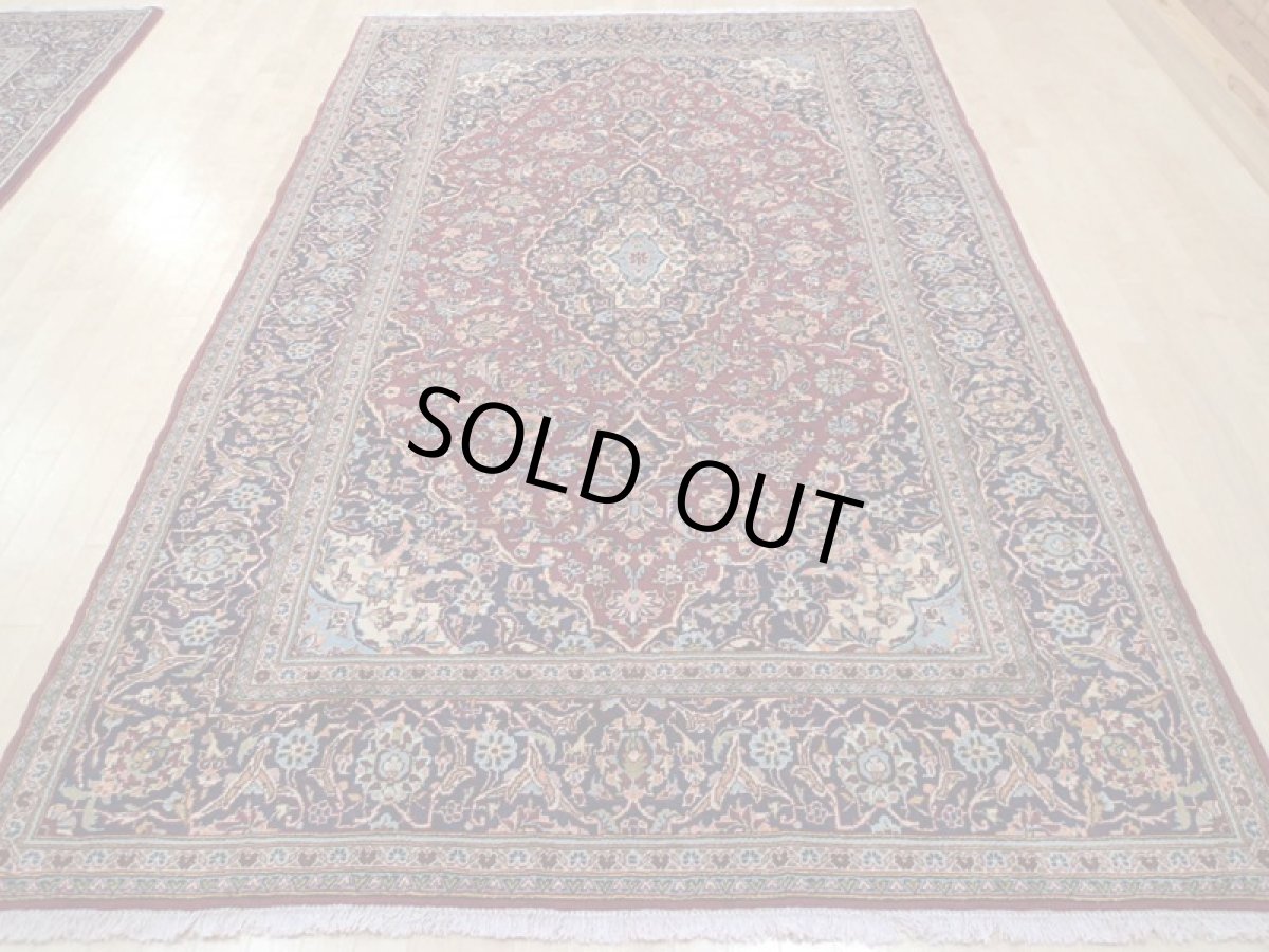 画像5: 良品 ペルシャ 絨毯 カシャーン リビング ダイニング 大判 3.2m 6畳 3人掛けソファ サイズ  322 x 202 cm z154 手織り トライバル ラグ 天然 ウール 敷物 マット カーペット 赤 オレンジ メダリオン ヴィンテージ ビンテージ (5)