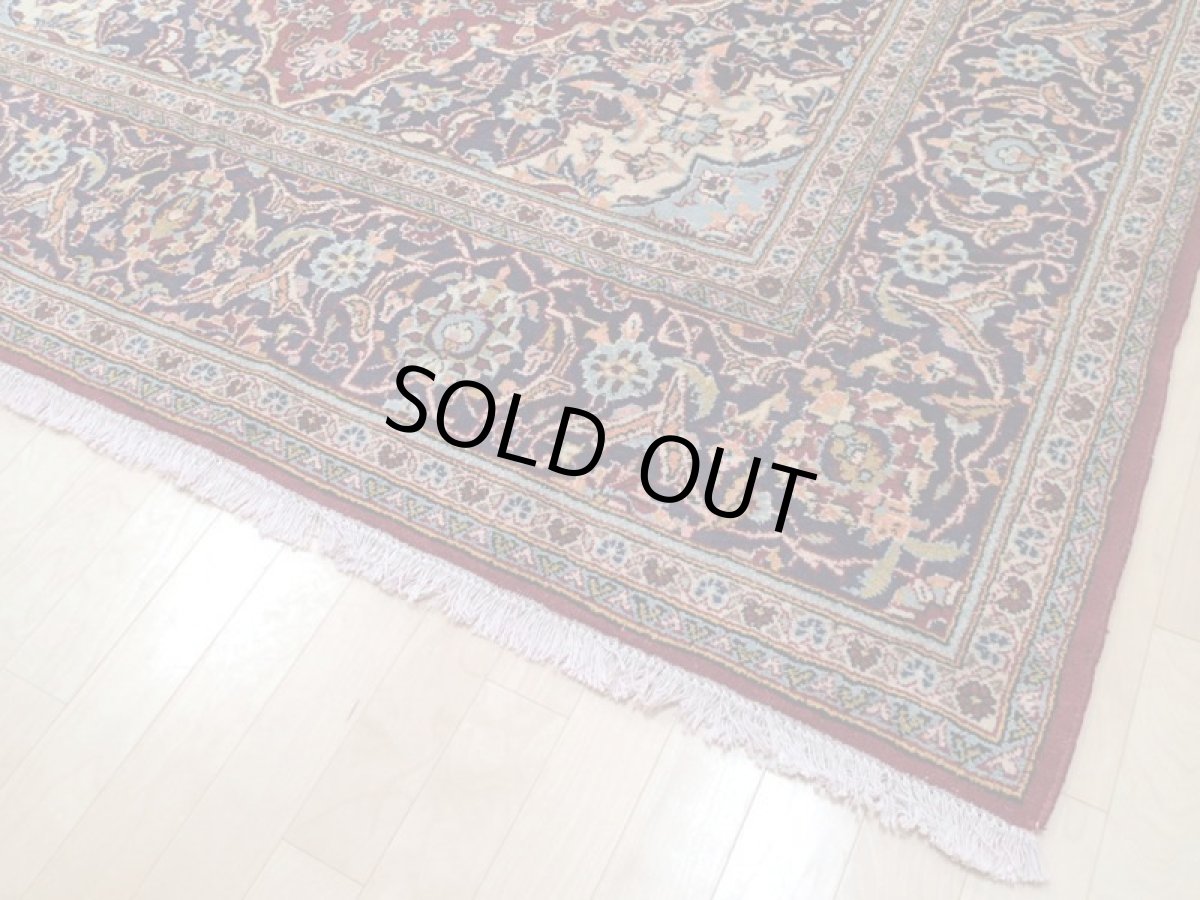 画像11: 良品 ペルシャ 絨毯 カシャーン リビング ダイニング 大判 3.2m 6畳 3人掛けソファ サイズ  322 x 202 cm z154 手織り トライバル ラグ 天然 ウール 敷物 マット カーペット 赤 オレンジ メダリオン ヴィンテージ ビンテージ (11)