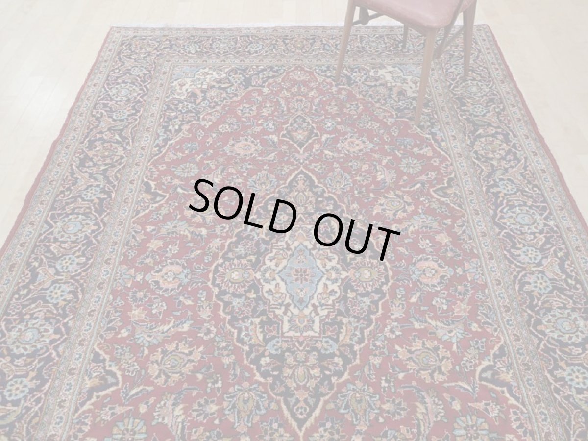 画像6: 良品 ペルシャ 絨毯 カシャーン リビング ダイニング 大判 3.2m 6畳 3人掛けソファ サイズ  322 x 202 cm z154 手織り トライバル ラグ 天然 ウール 敷物 マット カーペット 赤 オレンジ メダリオン ヴィンテージ ビンテージ (6)