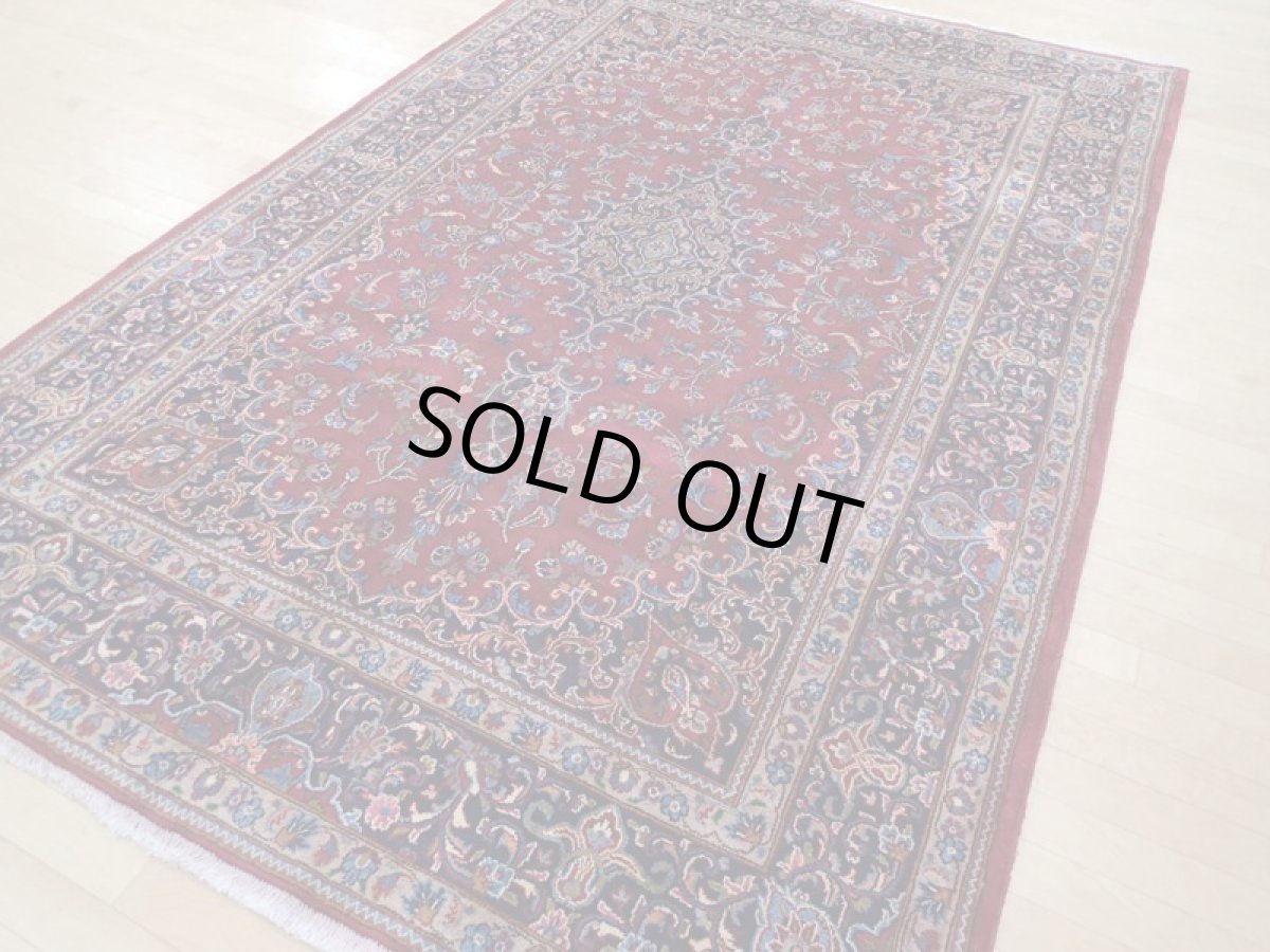 画像4: 良品 ペルシャ 絨毯 マシュハド リビング ダイニング 大判 3m 6畳 3人掛けソファ サイズ  298 x 198 cm z107 手織り トライバル ラグ 天然 ウール 敷物 マット カーペット 赤 メダリオン ヴィンテージ ビンテージ (4)