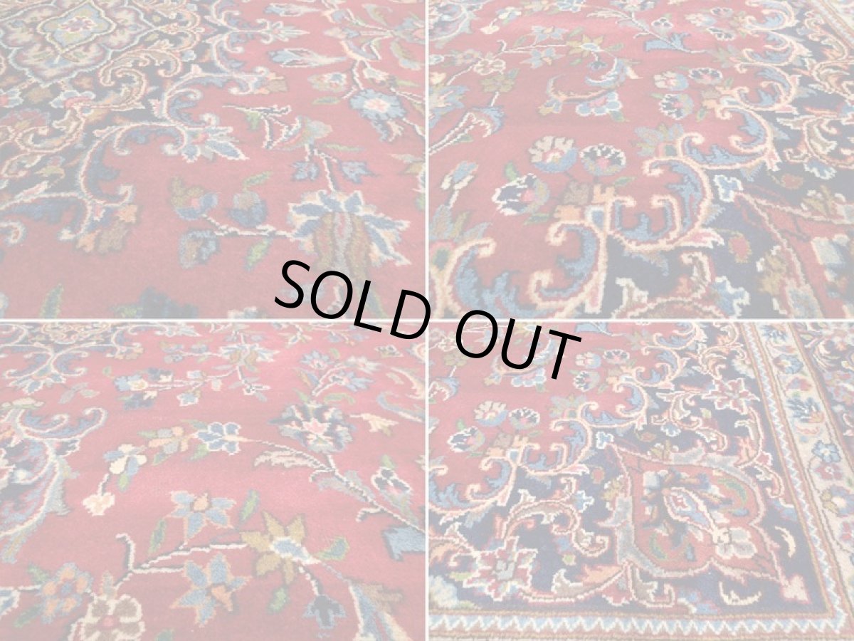 画像17: 良品 ペルシャ 絨毯 マシュハド リビング ダイニング 大判 3m 6畳 3人掛けソファ サイズ  298 x 198 cm z107 手織り トライバル ラグ 天然 ウール 敷物 マット カーペット 赤 メダリオン ヴィンテージ ビンテージ (17)