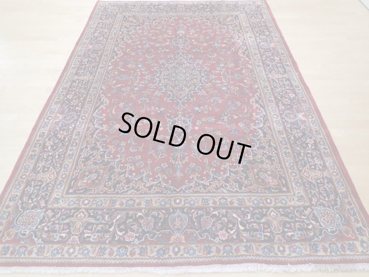 画像5: 良品 ペルシャ 絨毯 マシュハド リビング ダイニング 大判 3m 6畳 3人掛けソファ サイズ  298 x 198 cm z107 手織り トライバル ラグ 天然 ウール 敷物 マット カーペット 赤 メダリオン ヴィンテージ ビンテージ (5)