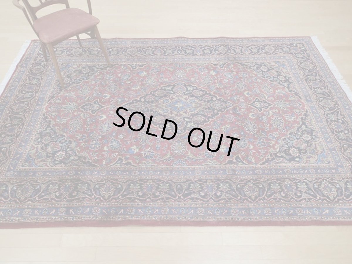 画像2: 良品 ペルシャ 絨毯 カシャーン リビング ダイニング 大判 3m 6畳 3人掛けソファ サイズ  290 x 200 cm z121 手織り トライバル ラグ 天然 ウール 敷物 マット カーペット 赤 オレンジ メダリオン ヴィンテージ ビンテージ (2)