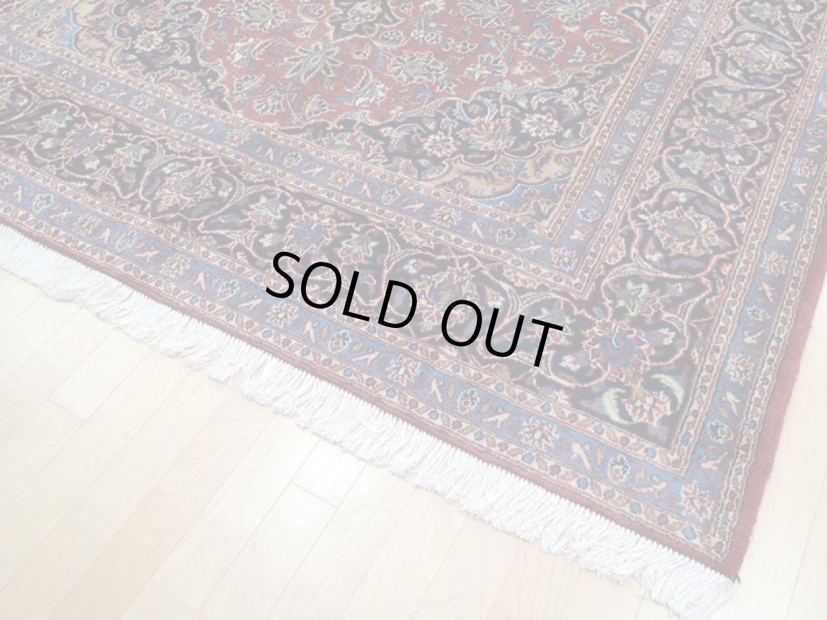 画像10: 良品 ペルシャ 絨毯 カシャーン リビング ダイニング 大判 3m 6畳 3人掛けソファ サイズ  290 x 200 cm z121 手織り トライバル ラグ 天然 ウール 敷物 マット カーペット 赤 オレンジ メダリオン ヴィンテージ ビンテージ (10)