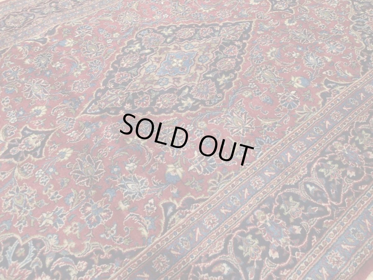 画像9: 良品 ペルシャ 絨毯 カシャーン リビング ダイニング 大判 3m 6畳 3人掛けソファ サイズ  290 x 200 cm z121 手織り トライバル ラグ 天然 ウール 敷物 マット カーペット 赤 オレンジ メダリオン ヴィンテージ ビンテージ (9)