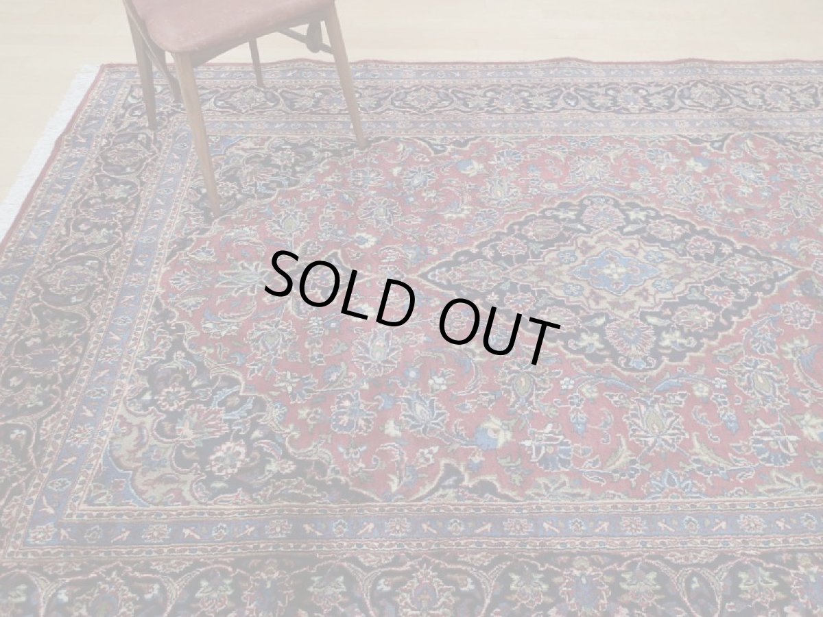 画像3: 良品 ペルシャ 絨毯 カシャーン リビング ダイニング 大判 3m 6畳 3人掛けソファ サイズ  290 x 200 cm z121 手織り トライバル ラグ 天然 ウール 敷物 マット カーペット 赤 オレンジ メダリオン ヴィンテージ ビンテージ (3)