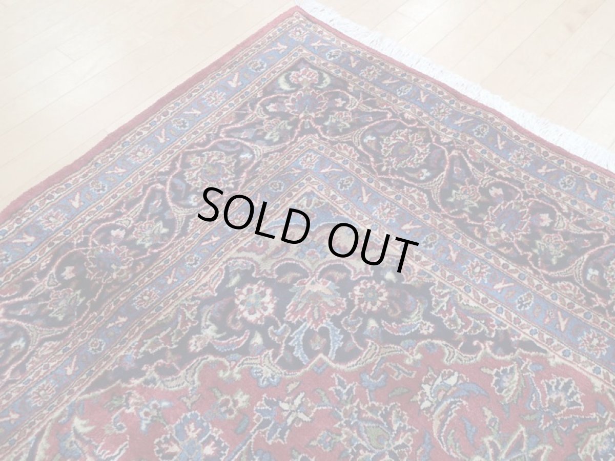 画像8: 良品 ペルシャ 絨毯 カシャーン リビング ダイニング 大判 3m 6畳 3人掛けソファ サイズ  290 x 200 cm z121 手織り トライバル ラグ 天然 ウール 敷物 マット カーペット 赤 オレンジ メダリオン ヴィンテージ ビンテージ (8)