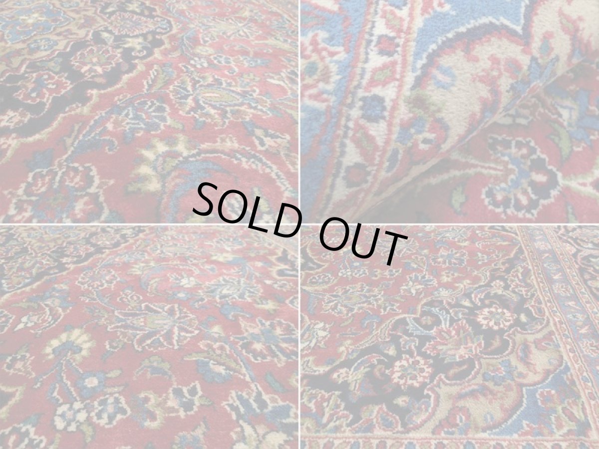 画像17: 良品 ペルシャ 絨毯 カシャーン リビング ダイニング 大判 3m 6畳 3人掛けソファ サイズ  290 x 200 cm z121 手織り トライバル ラグ 天然 ウール 敷物 マット カーペット 赤 オレンジ メダリオン ヴィンテージ ビンテージ (17)