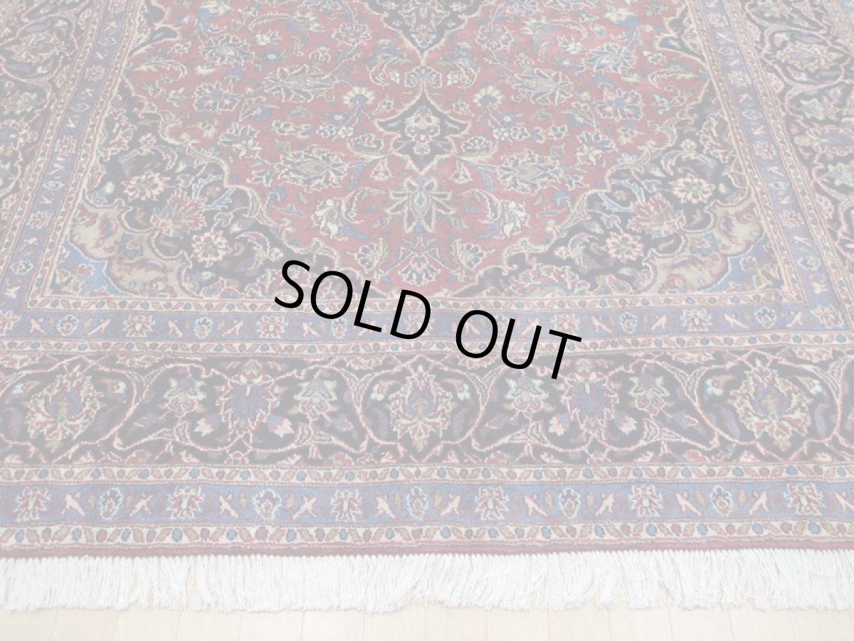 画像7: 良品 ペルシャ 絨毯 カシャーン リビング ダイニング 大判 3m 6畳 3人掛けソファ サイズ  290 x 200 cm z121 手織り トライバル ラグ 天然 ウール 敷物 マット カーペット 赤 オレンジ メダリオン ヴィンテージ ビンテージ (7)